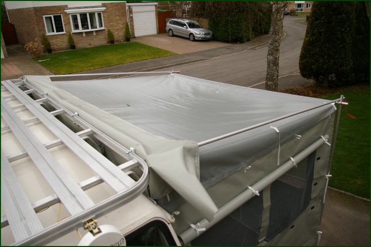 A hi shot of the awning